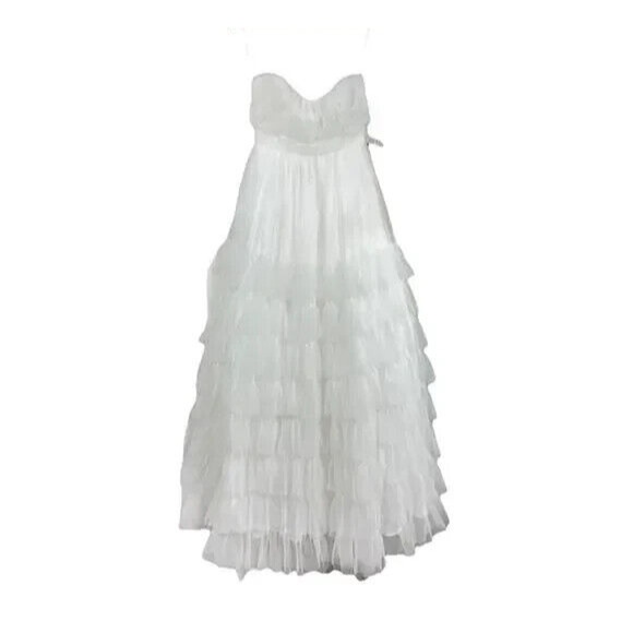 Mac Duggal White Bustier Tiered Ruffle Ball Gown NEW SZ 18 $498 - Picture 3 of 5